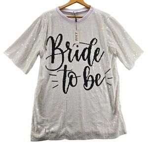 Why Dress Sequin Bride To Be Bachelorette Mini shirt‎ dress One Size NWT